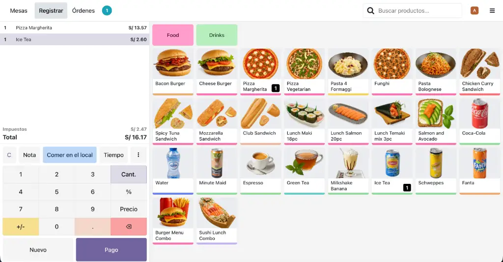 Interfaz Real Odoo POS Restaurant - Pedidos
